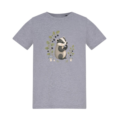 Badger's Blackberry Kids' T-shirt - Once Upon a Woodland Heather Grey colour variant image