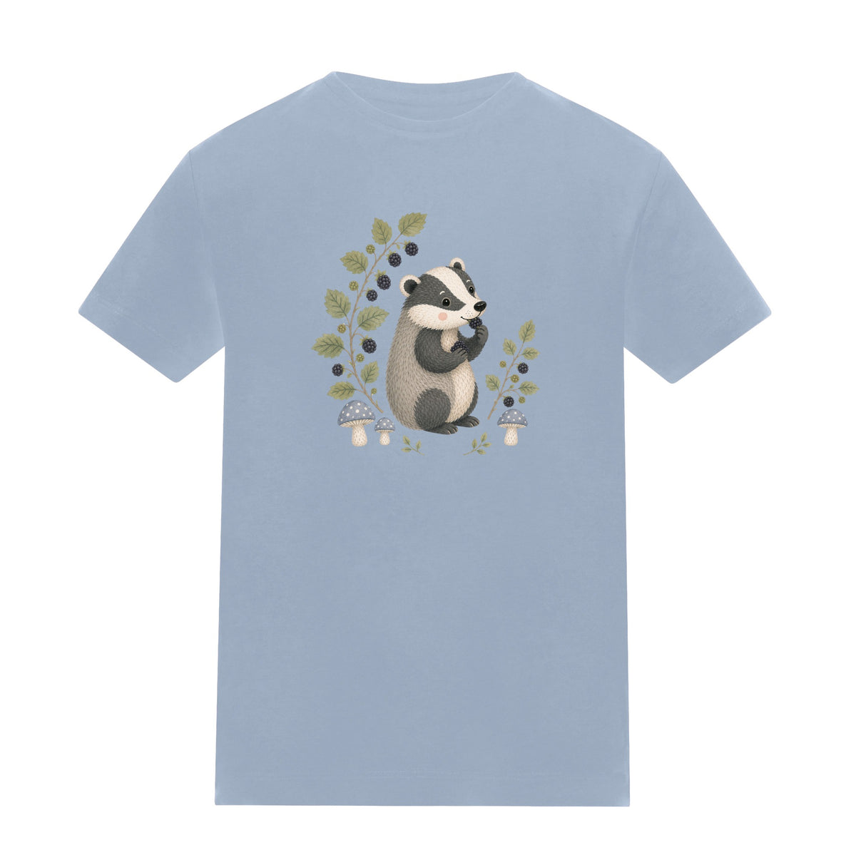 Badger's Blackberry Kids' T-shirt - Once Upon a Woodland Sky Blue colour variant image