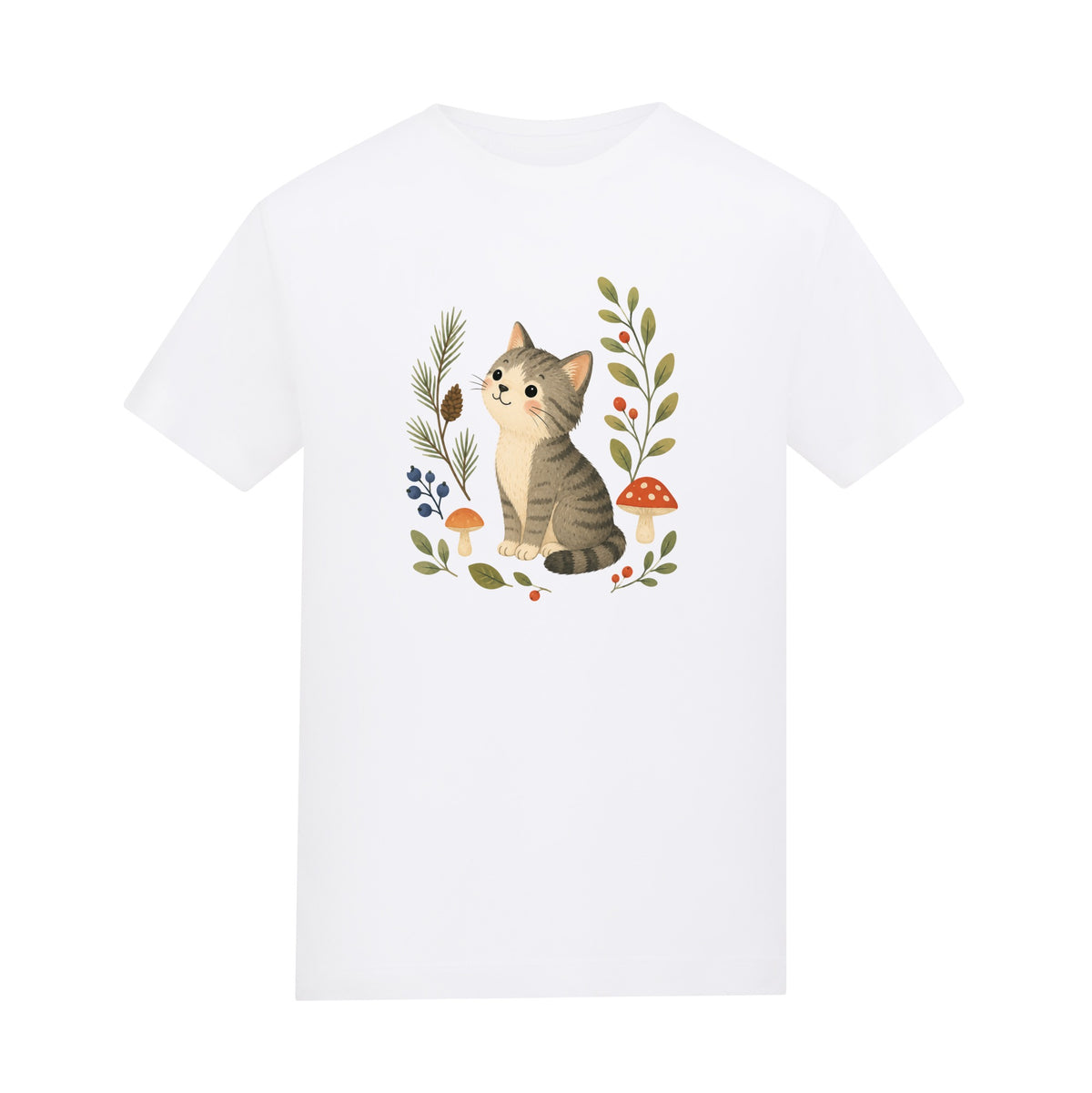 Kitten in the Pines Kids' T-shirt - Once Upon a Woodland Arctic White colour variant image