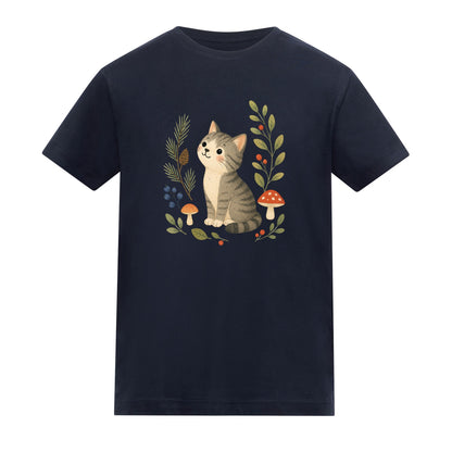 Kitten in the Pines Kids' T-shirt - Once Upon a Woodland French Navy colour variant image