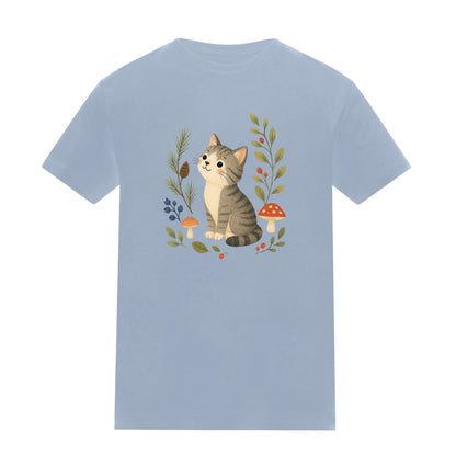 Kitten in the Pines Kids' T-shirt - Once Upon a Woodland Sky Blue colour variant image