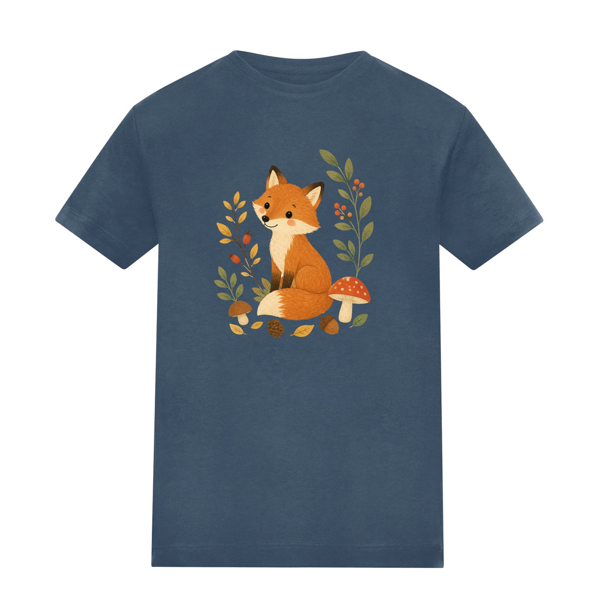 Fox Among the Toadstools Kids' T-shirt - Once Upon a Woodland Airforce Blue colour variant image