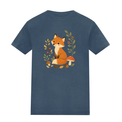 Fox Among the Toadstools Kids' T-shirt - Once Upon a Woodland Airforce Blue colour variant image