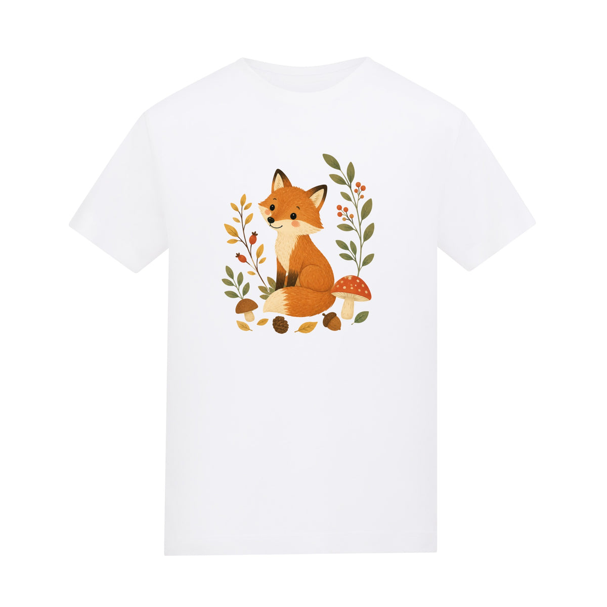 Fox Among the Toadstools Kids' T-shirt - Once Upon a Woodland Arctic White colour variant image