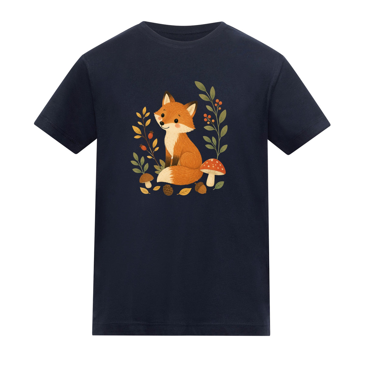 Fox Among the Toadstools Kids' T-shirt - Once Upon a Woodland French Navy colour variant image