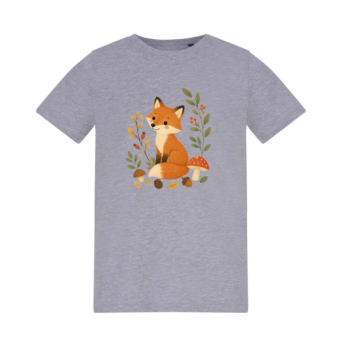 Fox Among the Toadstools Kids' T-shirt - Once Upon a Woodland Heather Grey colour variant image