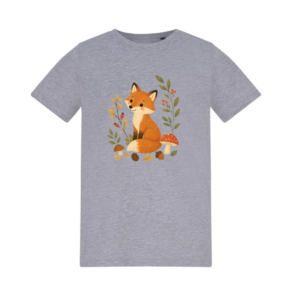 Fox Among the Toadstools Kids' T-shirt - Once Upon a Woodland Heather Grey colour variant image