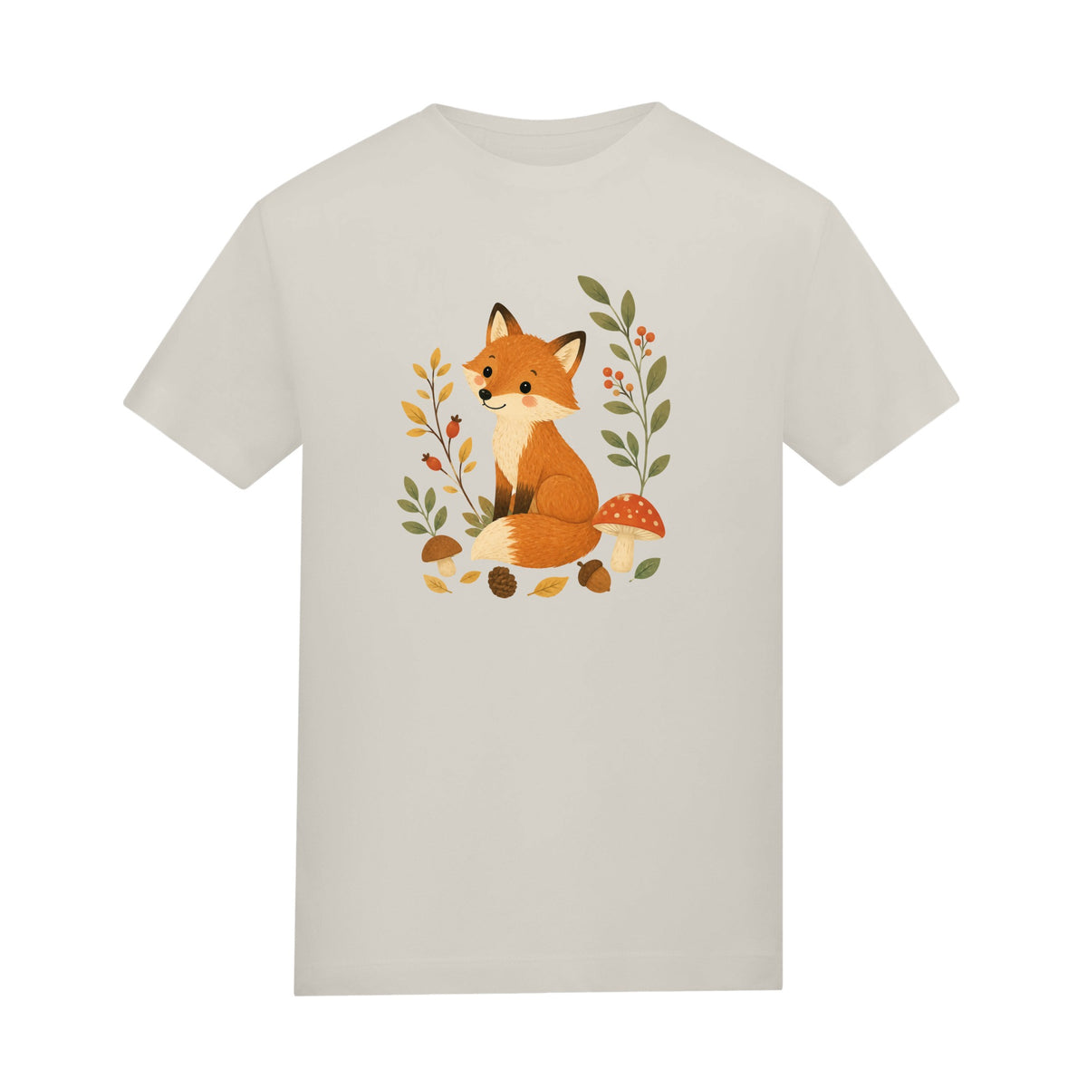 Fox Among the Toadstools Kids' T-shirt - Once Upon a Woodland Natural Stone colour variant image