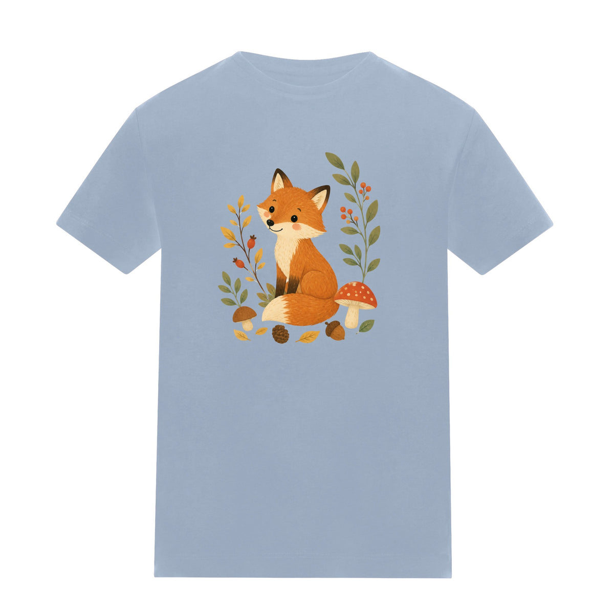 Fox Among the Toadstools Kids' T-shirt - Once Upon a Woodland Sky Blue colour variant image