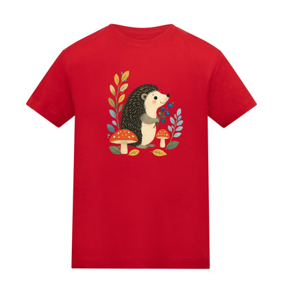 Hedgehog's Berry Harvest Kids' T-shirt - Once Upon a Woodland Fire Red colour variant image