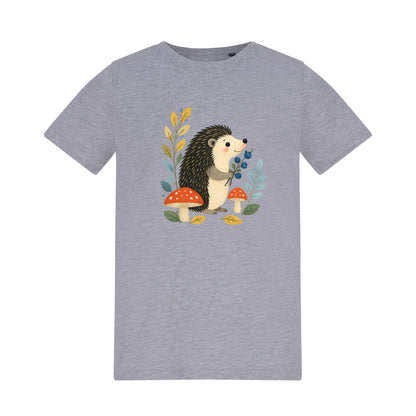 Hedgehog's Berry Harvest Kids' T-shirt - Once Upon a Woodland Heather Grey colour variant image