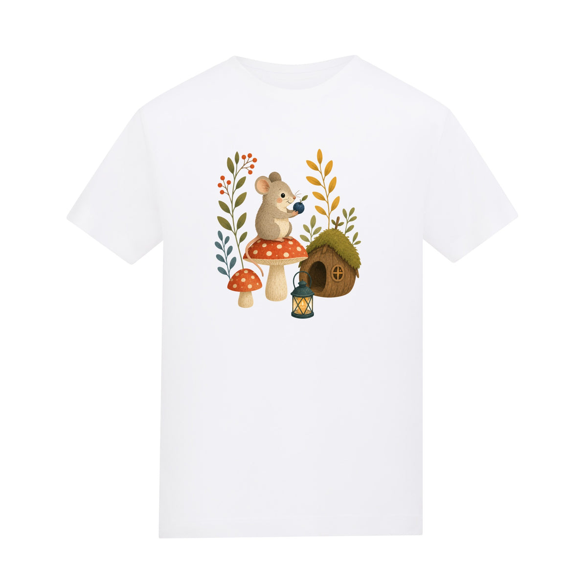 Mouse at Mushroom Cottage Kids' T-shirt - Once Upon a Woodland Arctic White colour variant image
