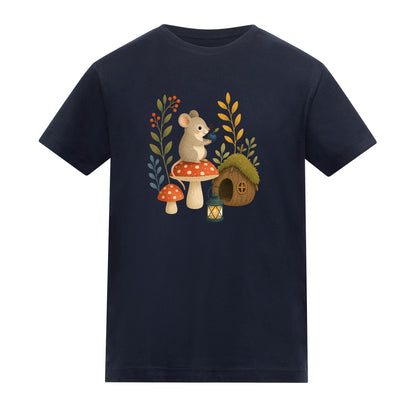 Mouse at Mushroom Cottage Kids' T-shirt - Once Upon a Woodland French Navy colour variant image