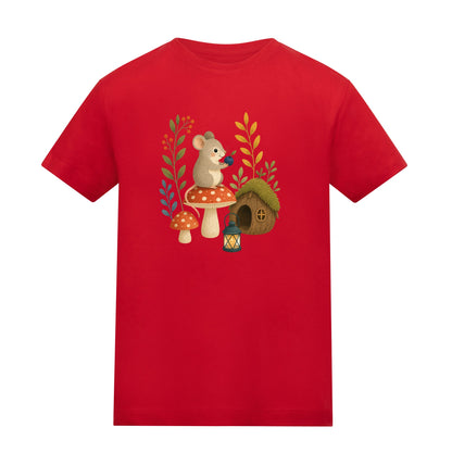 Mouse at Mushroom Cottage Kids' T-shirt - Once Upon a Woodland Fire Red colour variant image
