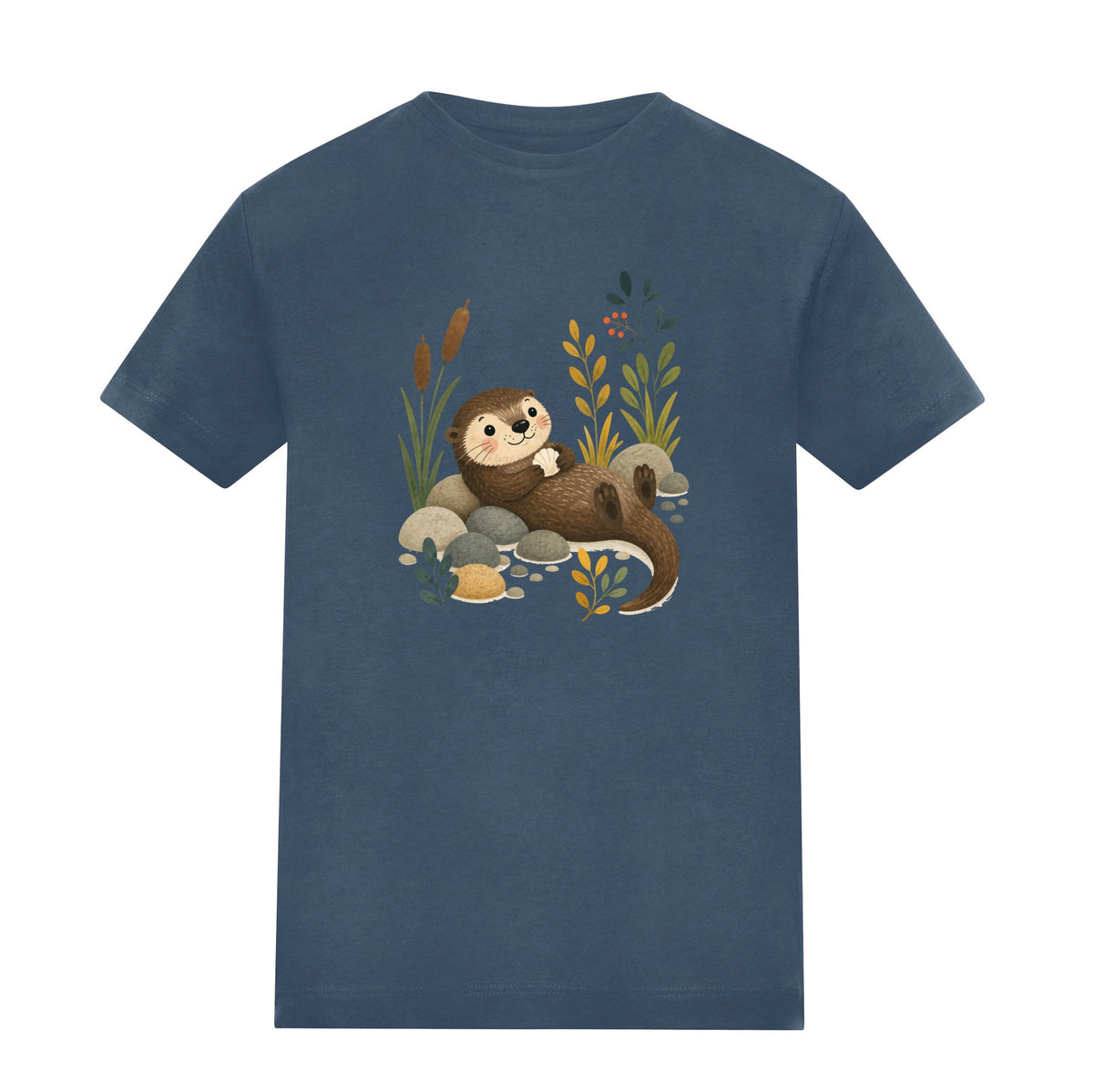 Otter by the Reeds Kids' T-shirt - Once Upon a Woodland Airforce Blue colour variant image