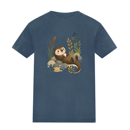 Otter by the Reeds Kids' T-shirt - Once Upon a Woodland Airforce Blue colour variant image