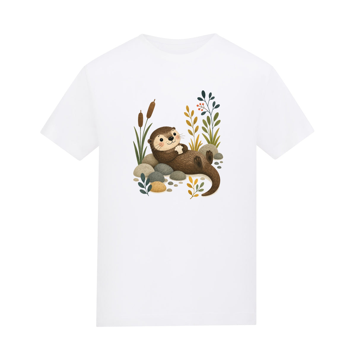 Otter by the Reeds Kids' T-shirt - Once Upon a Woodland Arctic White colour variant image