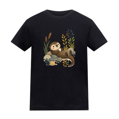 Otter by the Reeds Kids' T-shirt - Once Upon a Woodland Deep Black colour variant image