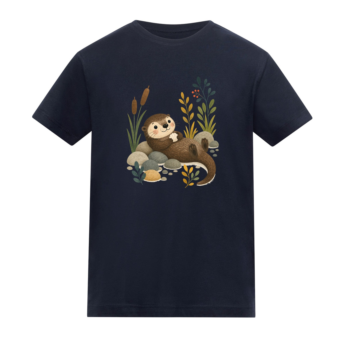 Otter by the Reeds Kids' T-shirt - Once Upon a Woodland French Navy colour variant image