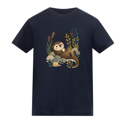 Otter by the Reeds Kids' T-shirt - Once Upon a Woodland French Navy colour variant image