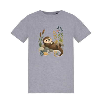 Otter by the Reeds Kids' T-shirt - Once Upon a Woodland Heather Grey colour variant image