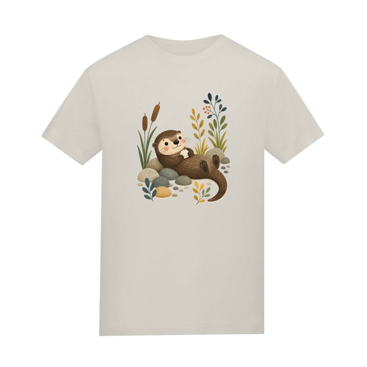 Otter by the Reeds Kids' T-shirt - Once Upon a Woodland Natural Stone colour variant image