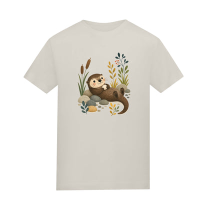 Otter by the Reeds Kids' T-shirt - Once Upon a Woodland Natural Stone colour variant image