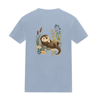 Otter by the Reeds Kids' T-shirt - Once Upon a Woodland Sky Blue colour variant image
