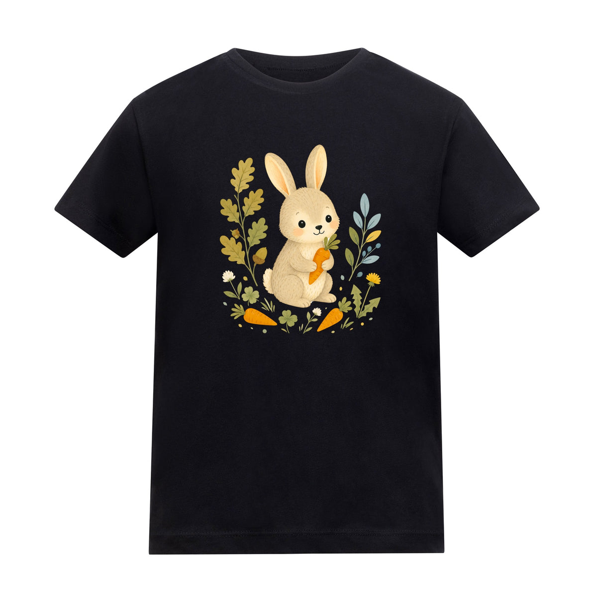Rabbit's Carrot Patch Kids' T-shirt - Once Upon a Woodland Deep Black colour variant image