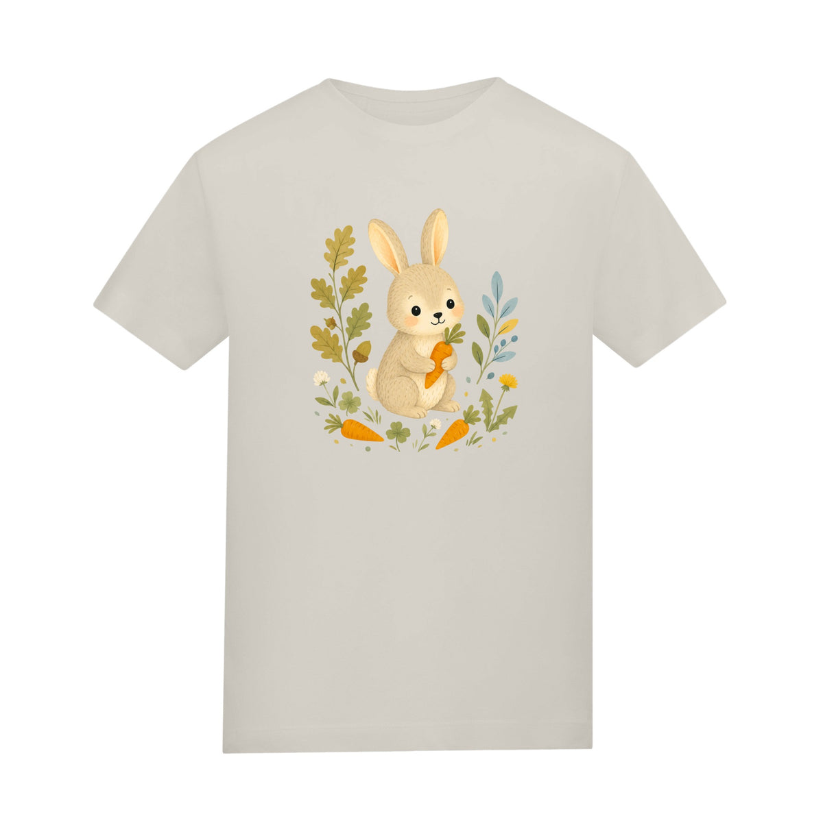Rabbit's Carrot Patch Kids' T-shirt - Once Upon a Woodland Natural Stone colour variant image