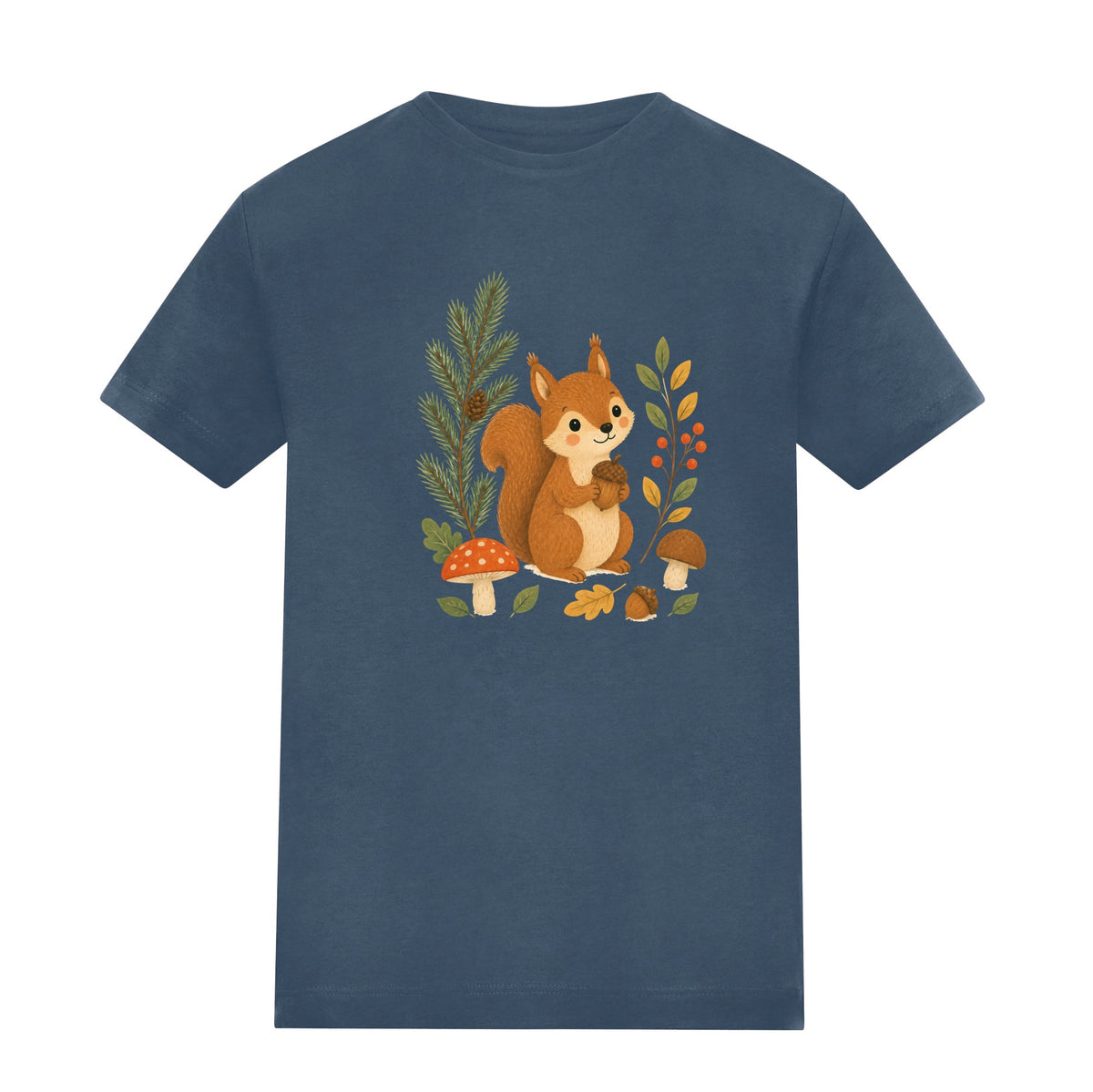 Squirrel's Autumn Store Kids' T-shirt - Once Upon a Woodland Airforce Blue colour variant image
