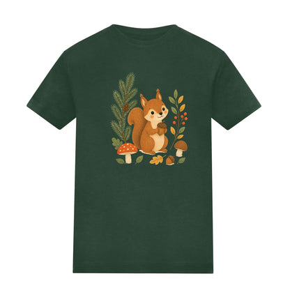 Squirrel's Autumn Store Kids' T-shirt - Once Upon a Woodland Bottle Green colour variant image