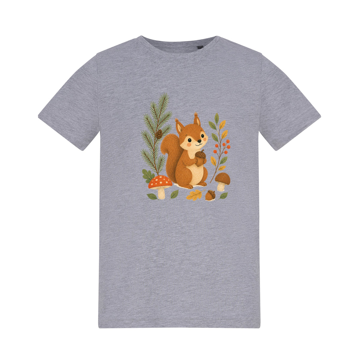 Squirrel's Autumn Store Kids' T-shirt - Once Upon a Woodland Heather Grey colour variant image