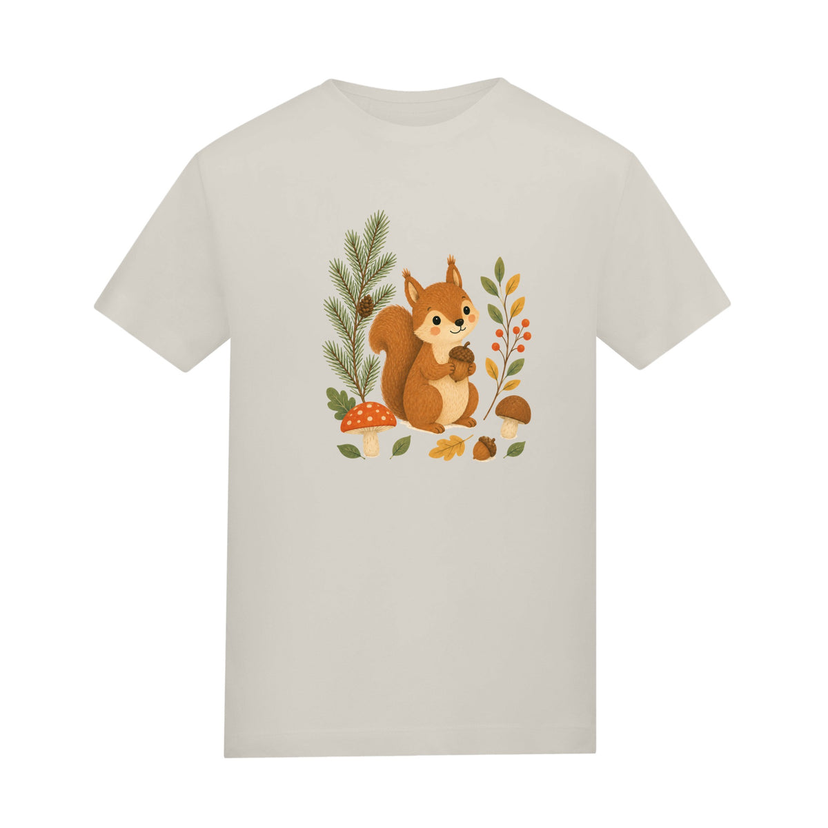Squirrel's Autumn Store Kids' T-shirt - Once Upon a Woodland Natural Stone colour variant image