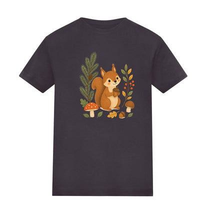 Squirrel's Autumn Store Kids' T-shirt - Once Upon a Woodland Solid Charcoal colour variant image
