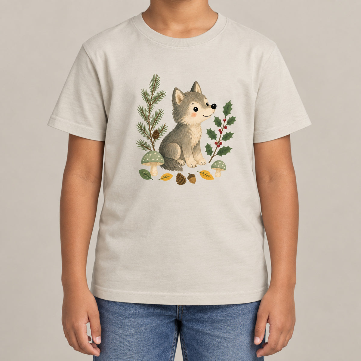 Wolf in the Winter Wood Kids' T-shirt - Once Upon a Woodland lead image