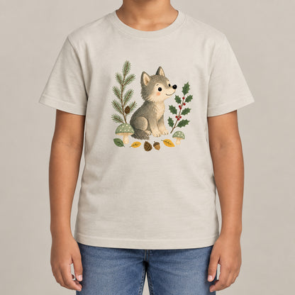 Wolf in the Winter Wood Kids' T-shirt - Once Upon a Woodland lead image