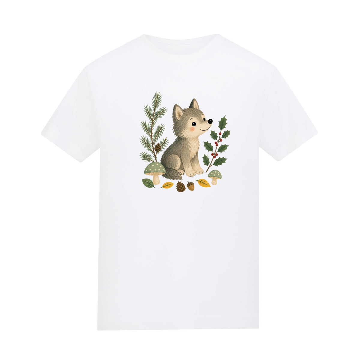 Wolf in the Winter Wood Kids' T-shirt - Once Upon a Woodland Arctic White colour variant image