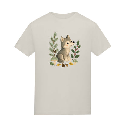 Wolf in the Winter Wood Kids' T-shirt - Once Upon a Woodland Natural Stone colour variant image