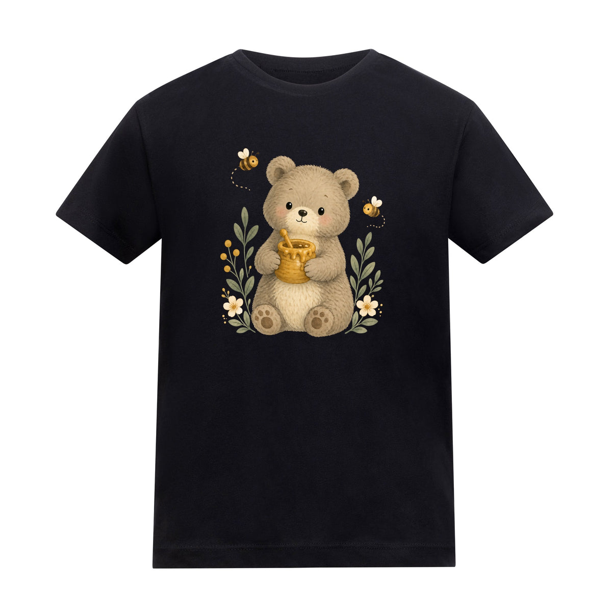 Bear and the Honey Bees Kids' T-shirt - Once Upon a Woodland Deep Black colour variant image