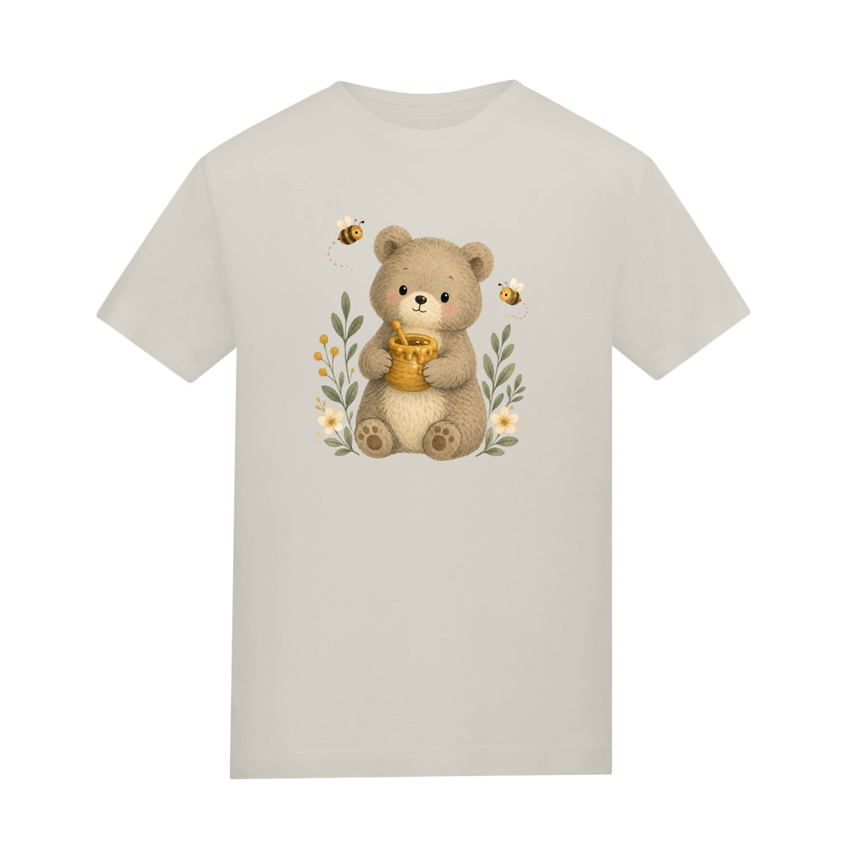 Bear and the Honey Bees Kids' T-shirt - Once Upon a Woodland Natural Stone colour variant image