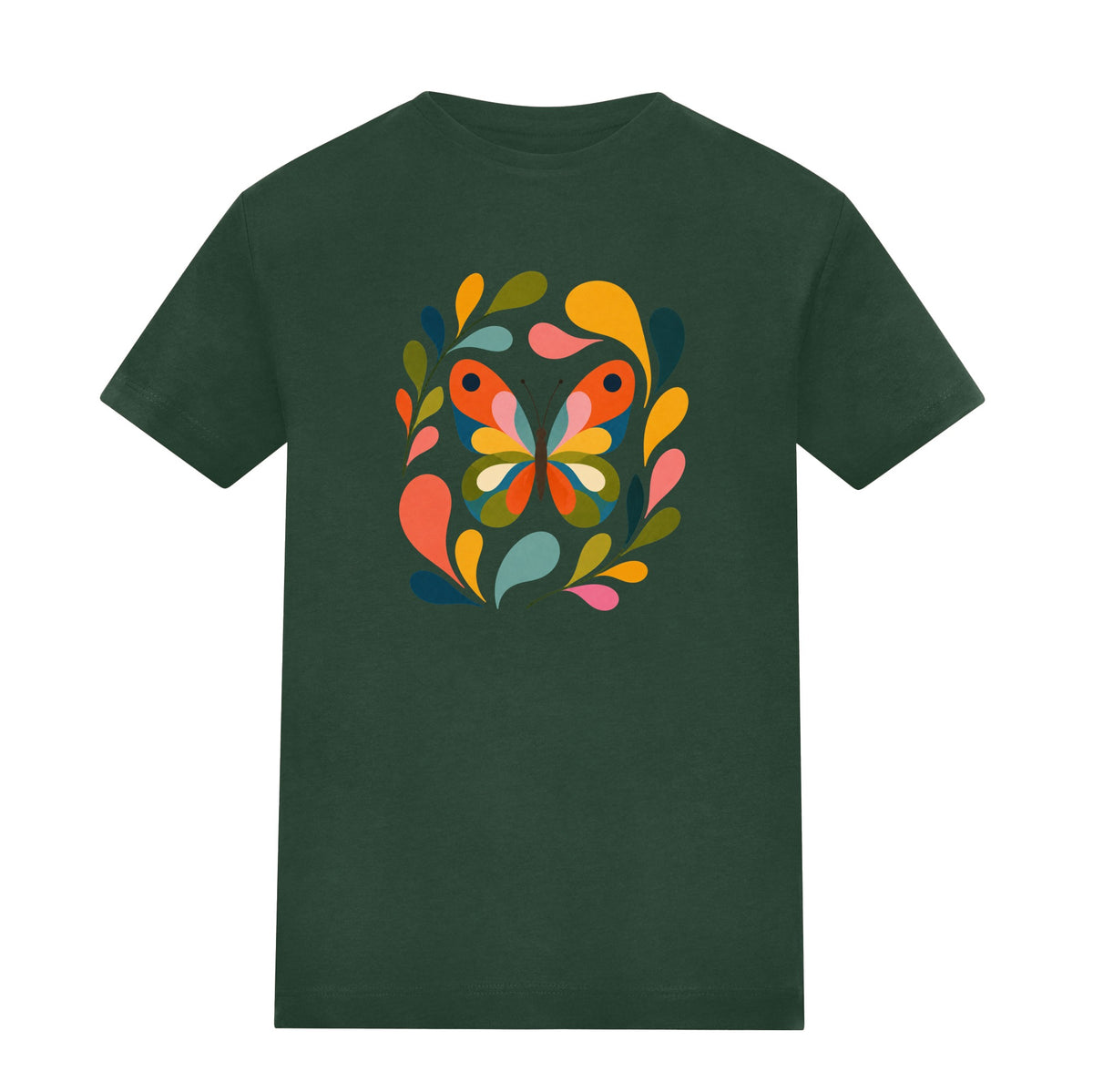 Wings in Bloom Kids' T-shirt - Freeform Fauna Bottle Green colour variant image