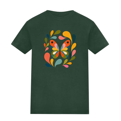 Wings in Bloom Kids' T-shirt - Freeform Fauna Bottle Green colour variant image