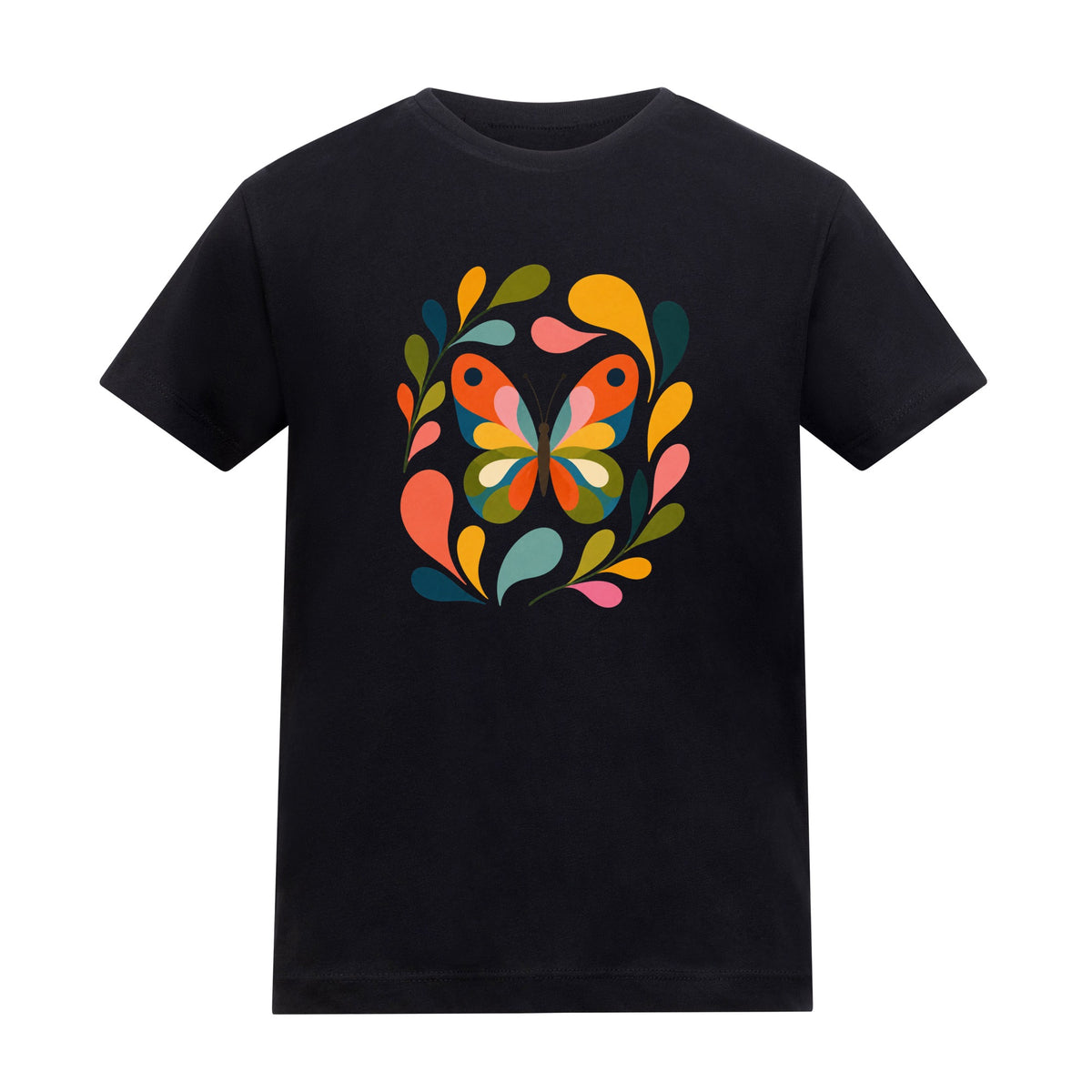 Wings in Bloom Kids' T-shirt - Freeform Fauna Deep Black colour variant image