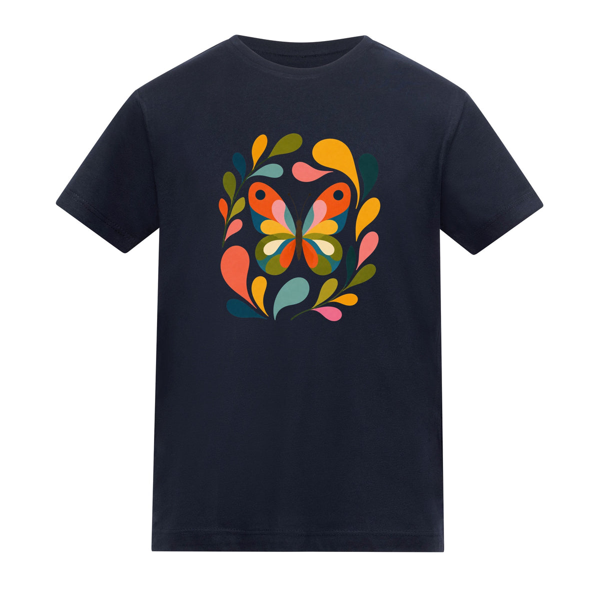 Wings in Bloom Kids' T-shirt - Freeform Fauna French Navy colour variant image
