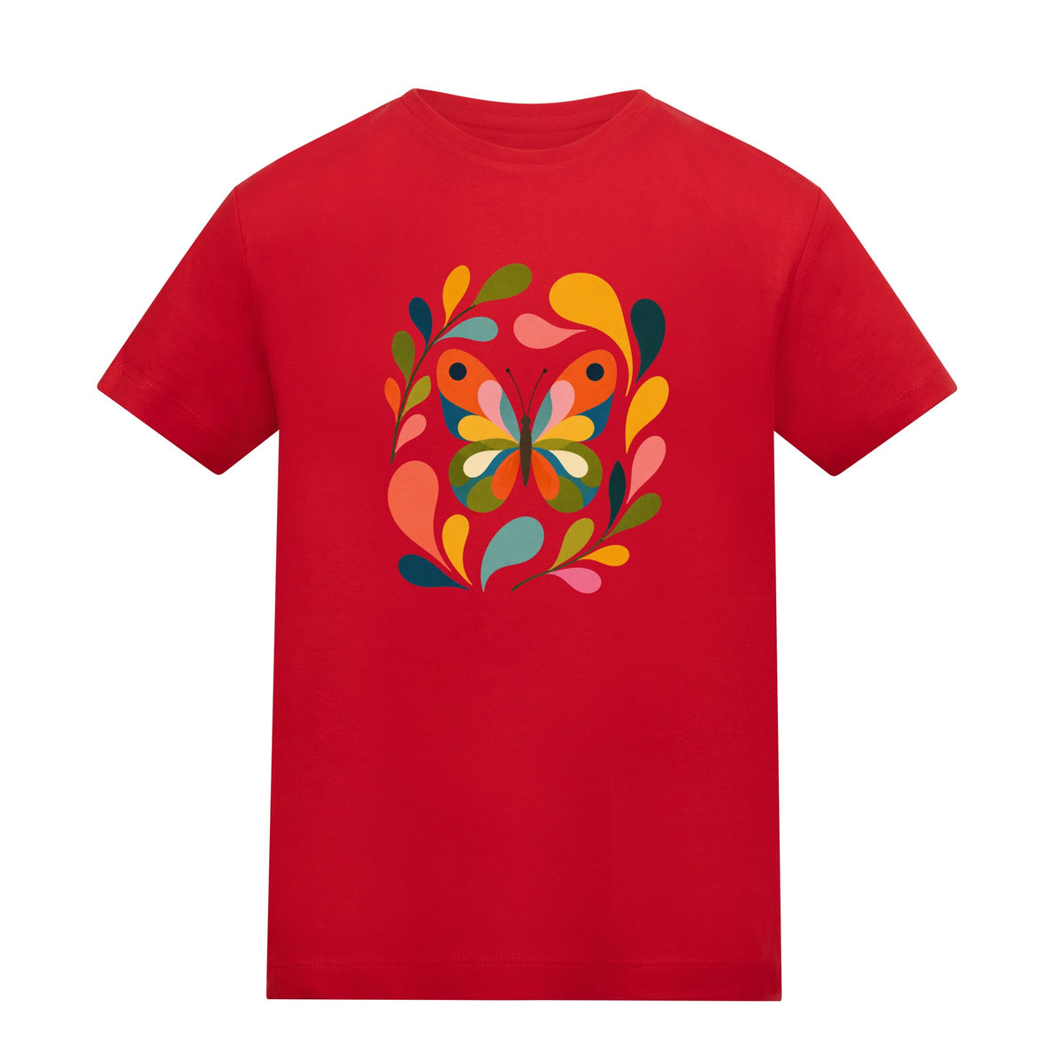 Wings in Bloom Kids' T-shirt - Freeform Fauna Fire Red colour variant image