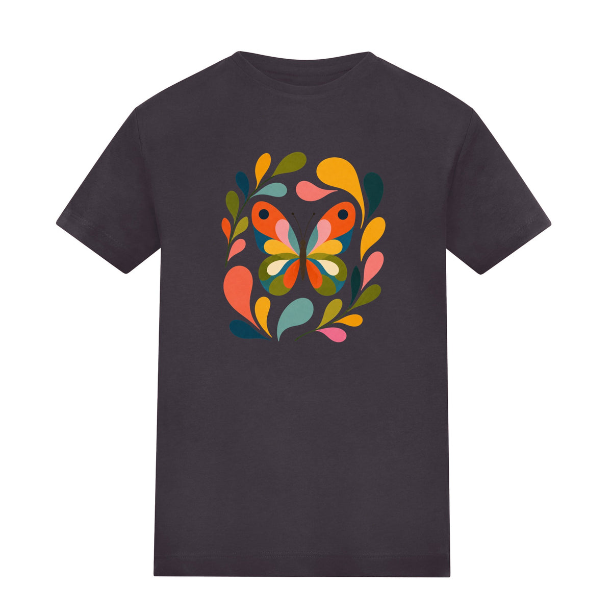Wings in Bloom Kids' T-shirt - Freeform Fauna Solid Charcoal colour variant image