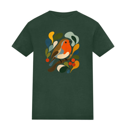 Hedgerow Harmony Kids' T-shirt - Freeform Fauna Bottle Green colour variant image