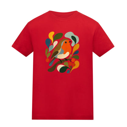 Hedgerow Harmony Kids' T-shirt - Freeform Fauna Fire Red colour variant image