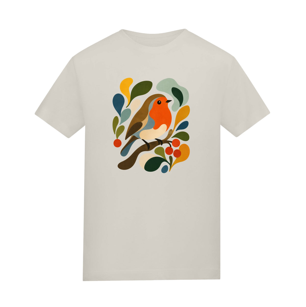 Hedgerow Harmony Kids' T-shirt - Freeform Fauna Natural Stone colour variant image